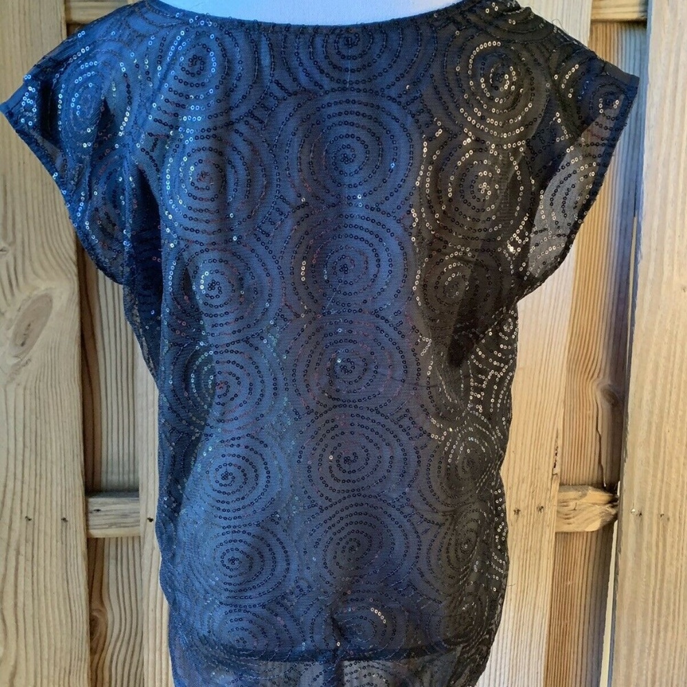 Francescas Collections Womens Black Sheer Blouse L